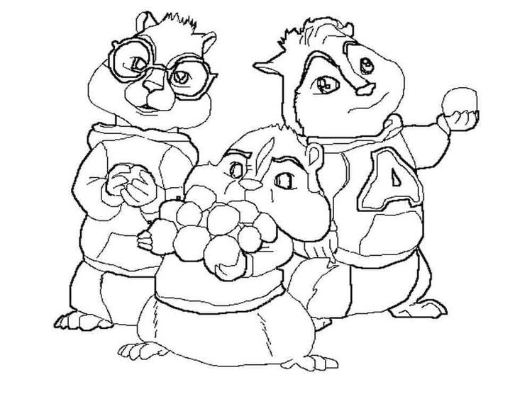 Desenhe Alvin e os Esquilos grátis para colorir