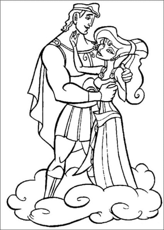 Desenhe Hércules com Megara para colorir