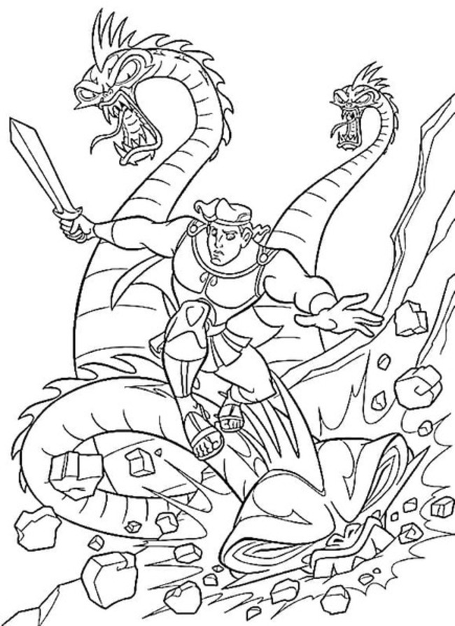 Desenhos de Desenhe Hércules lutando para colorir