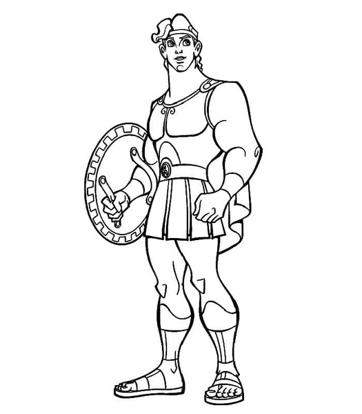 Desenhe Hércules segurando escudo para colorir