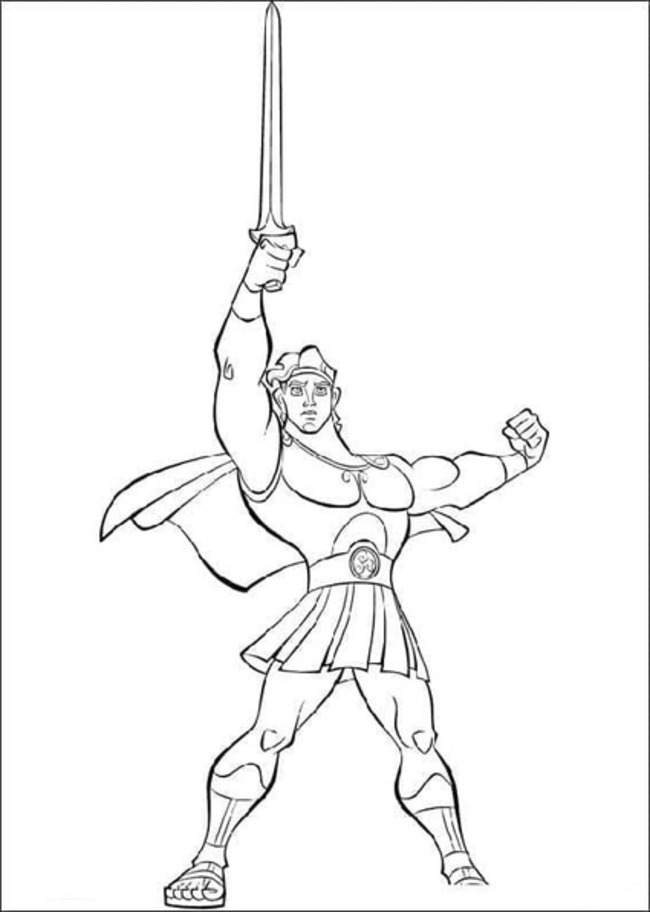 Desenhe Hércules segurando uma espada para colorir