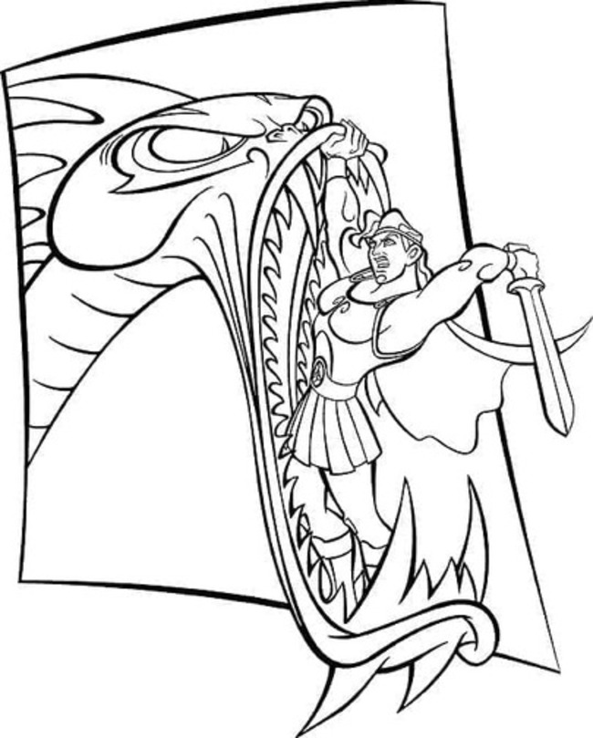 Desenhos de Desenhe Hércules vs Hidra para colorir