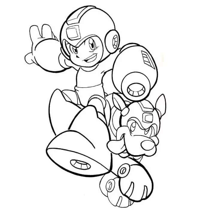 Desenhe Mega Man e cachorro para colorir