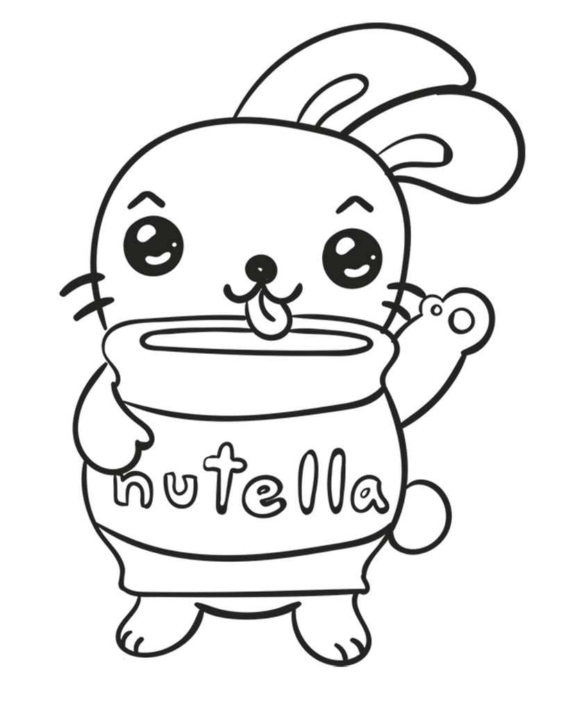 Desenhe Nutella e coelho para colorir