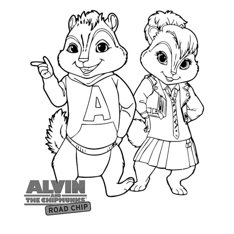 Desenhos de Desenhe alvin e brittany para colorir