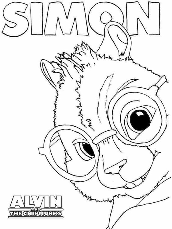 Desenhos de Desenhe alvin e os esquilos simon para colorir