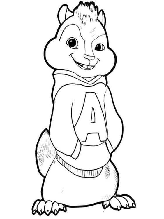 Desenhos de Desenhe alvin sorrindo para colorir