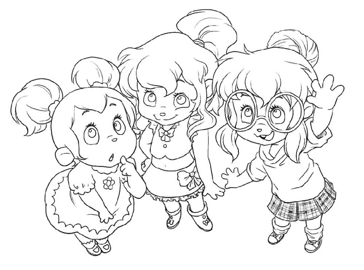 Desenhe chipettes em alvin e os esquilos para colorir