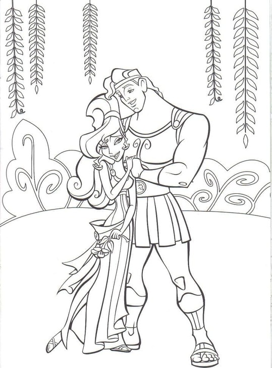 Desenhe megara com hércules para colorir