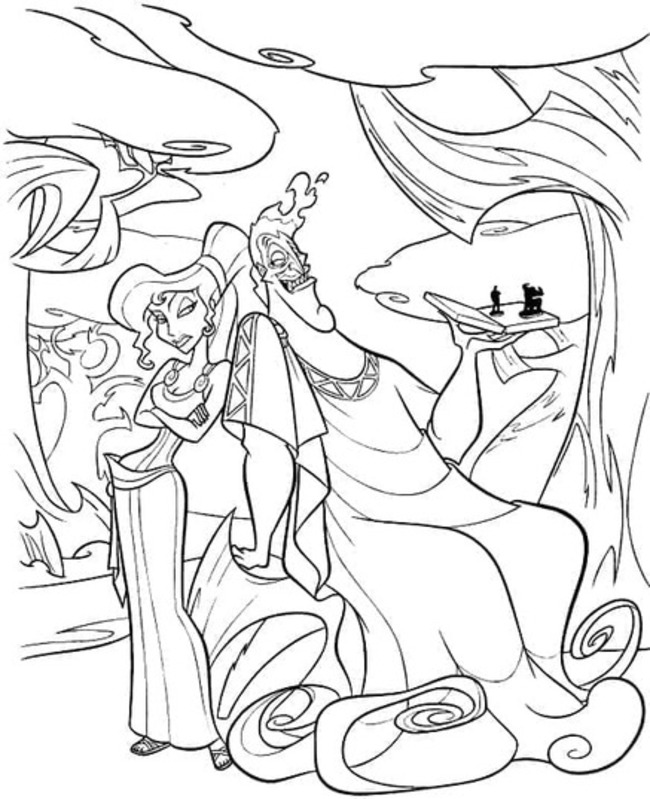 Desenhe megara e hades de hércules para colorir