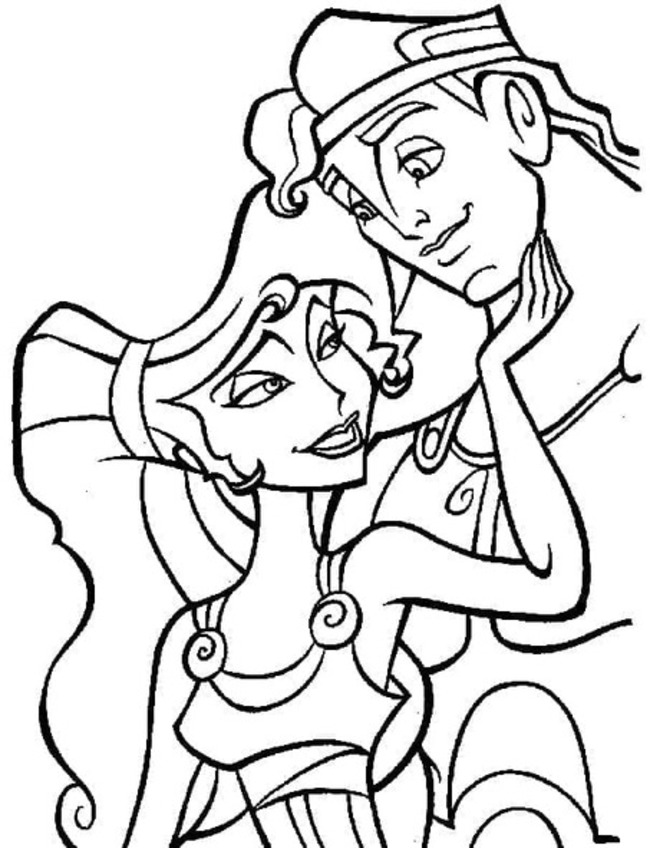 Desenhe megara e hércules para colorir