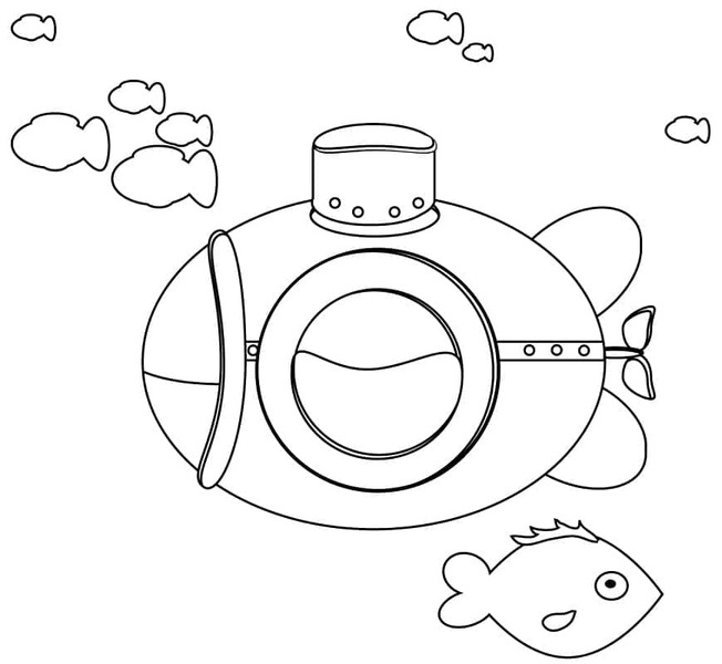 Desenhos de Desenhe submarinos e peixes para colorir