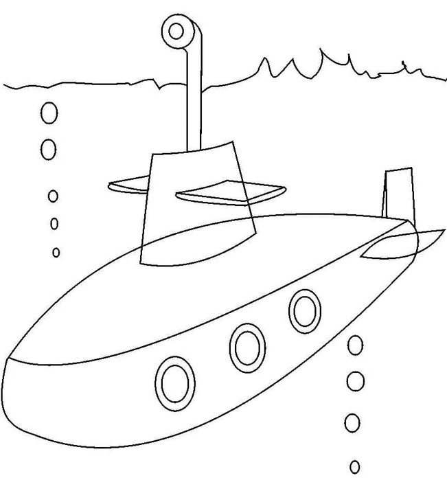 Desenho de submarino para colorir