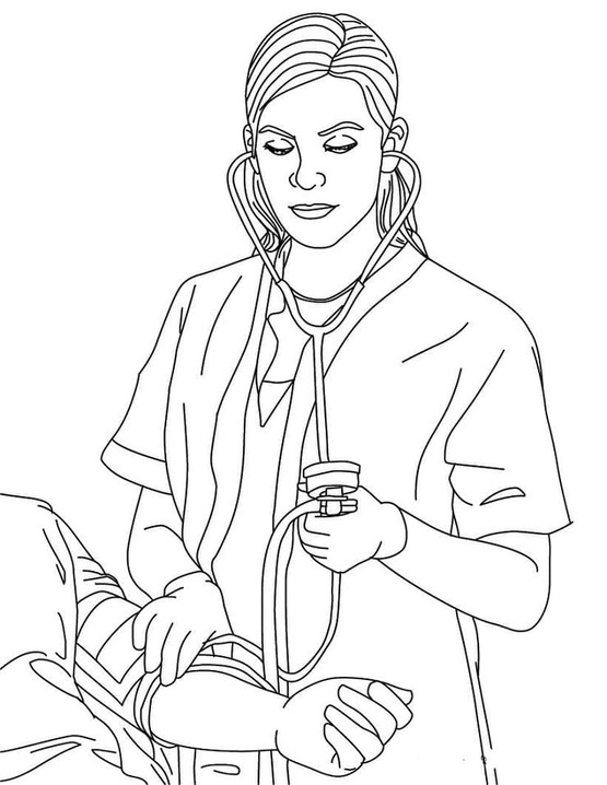 Desenhar Enfermeira verificando paciente para colorir