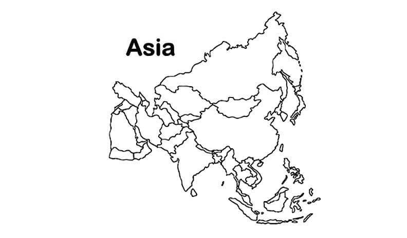 Desenhos de Desenhar Mapa da Ásia para colorir