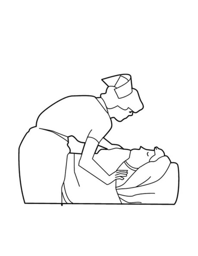 Desenhar enfermeira com paciente para colorir