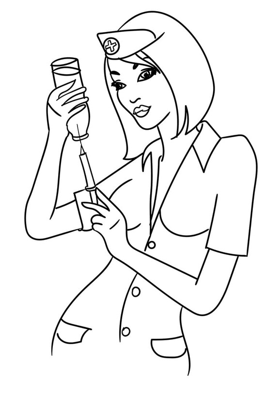 Desenhos de Desenhar enfermeira injeção para colorir