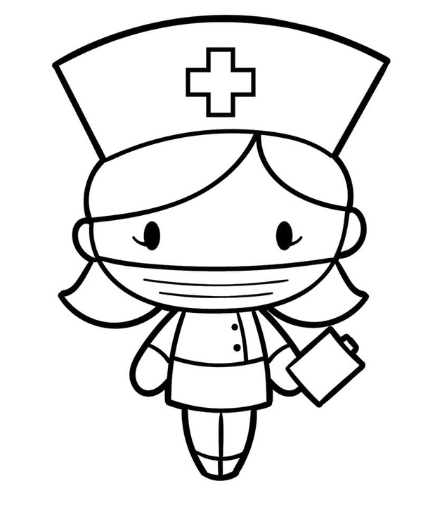 Desenhar enfermeira para crianças para colorir