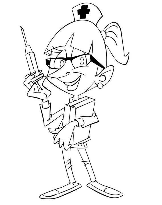 Desenhar sorrindo Enfermeira para colorir