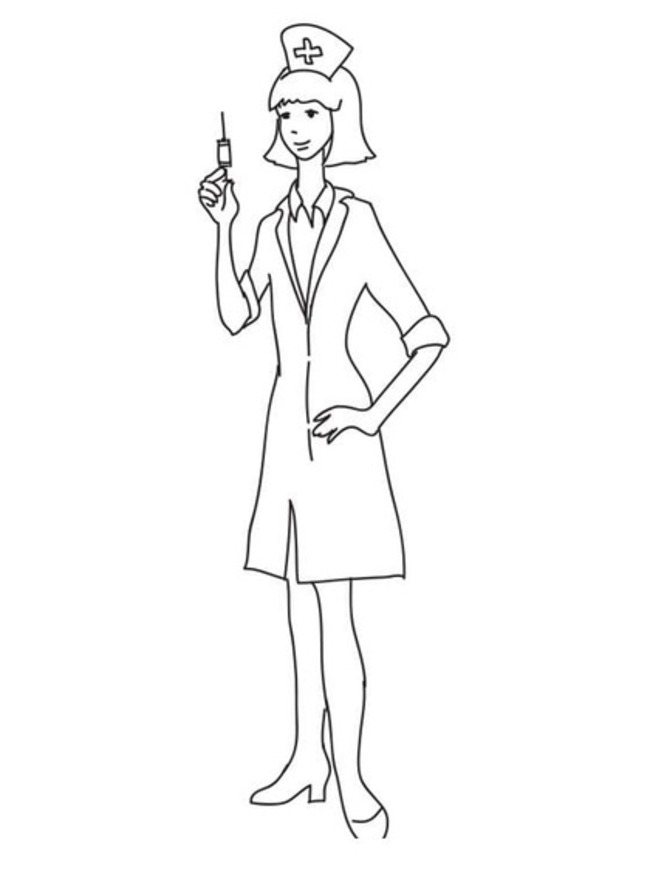 Desenhos de Desenhe enfermeira alta para colorir
