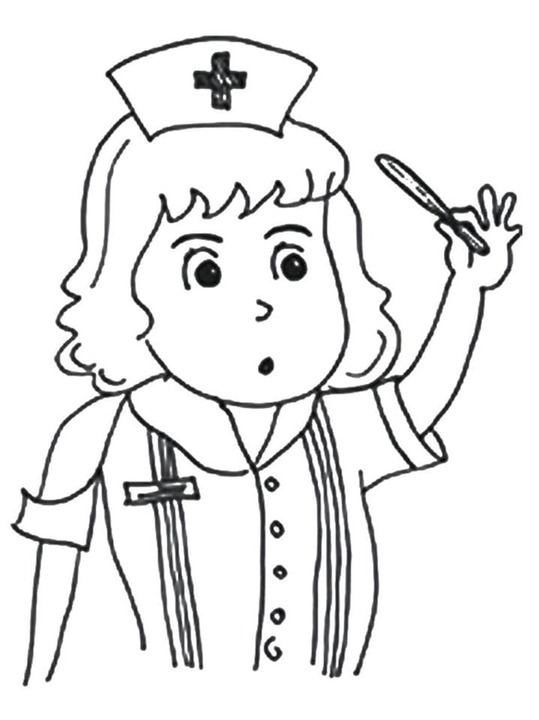 Desenhos de Desenhe enfermeira com um termômetro para colorir