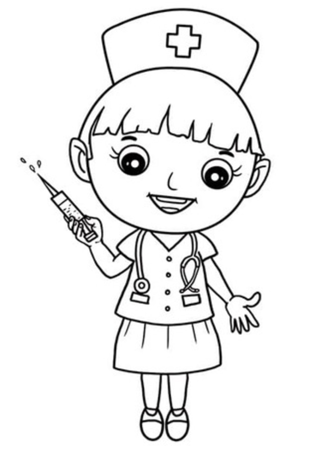 Desenhos de Desenhe enfermeira feliz para colorir