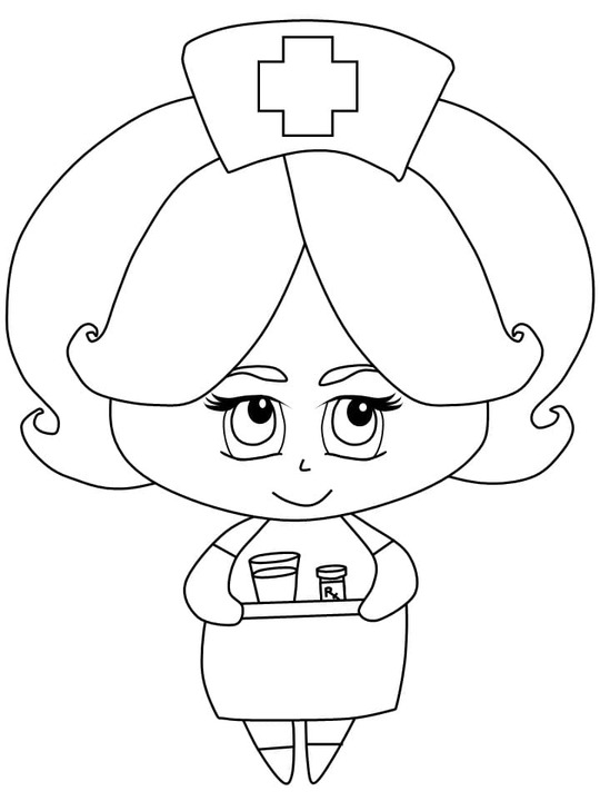Desenhos de Desenhe enfermeira fofa para imprimir para colorir