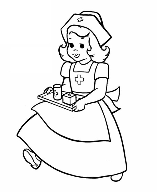 Desenhos de Desenhe enfermeira fofa para colorir