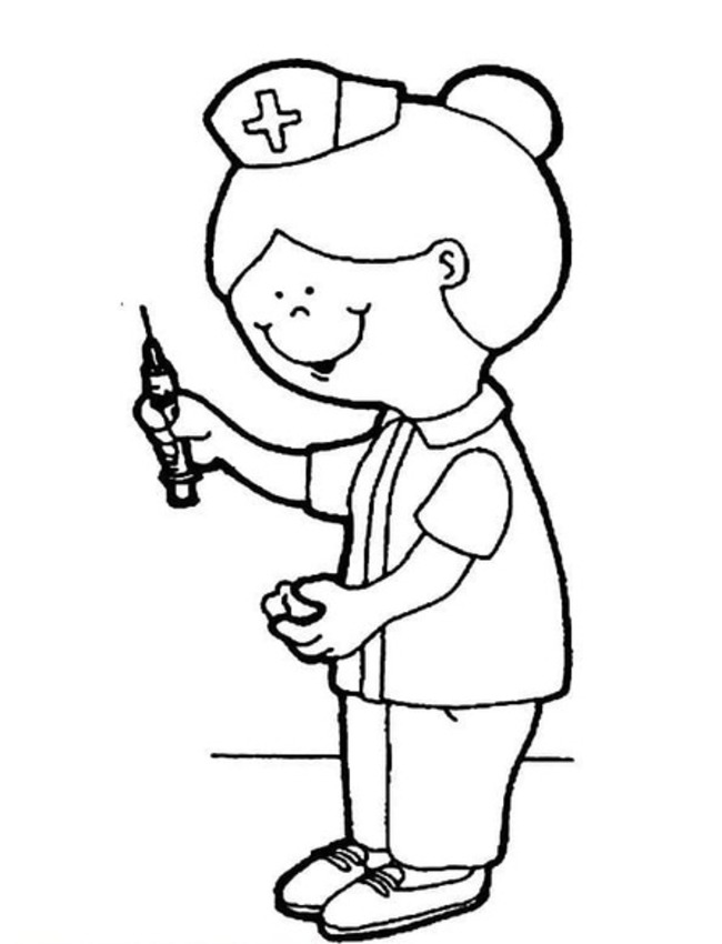 Desenhe fofa enfermeira para colorir