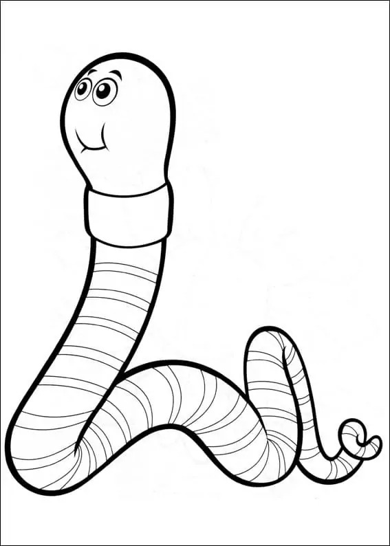 Adorável Minhoca para colorir