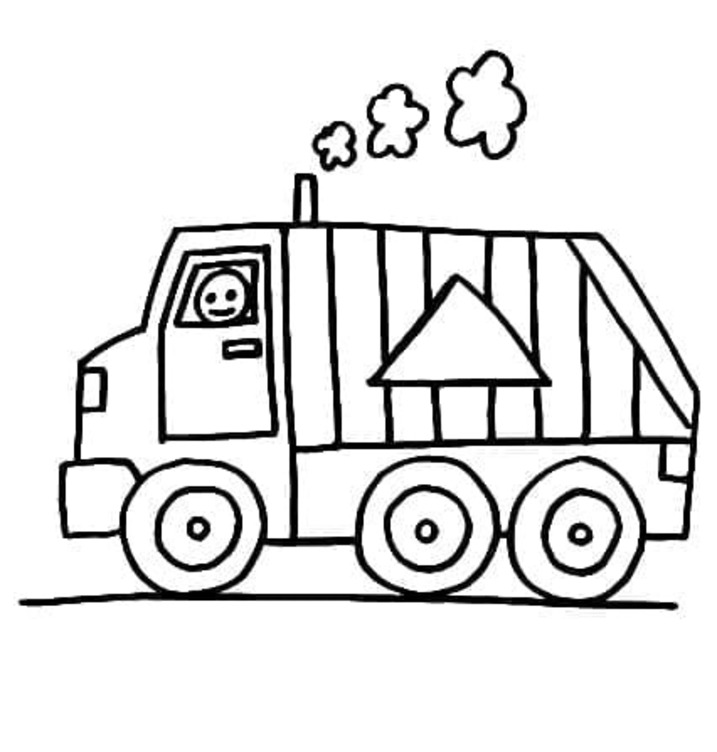 Desenhos de Caminhão de lixo fácil para colorir