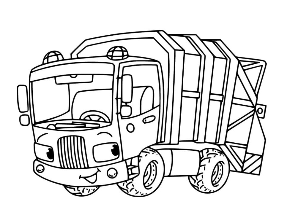 Desenhos de Caminhão de lixo fofo para colorir