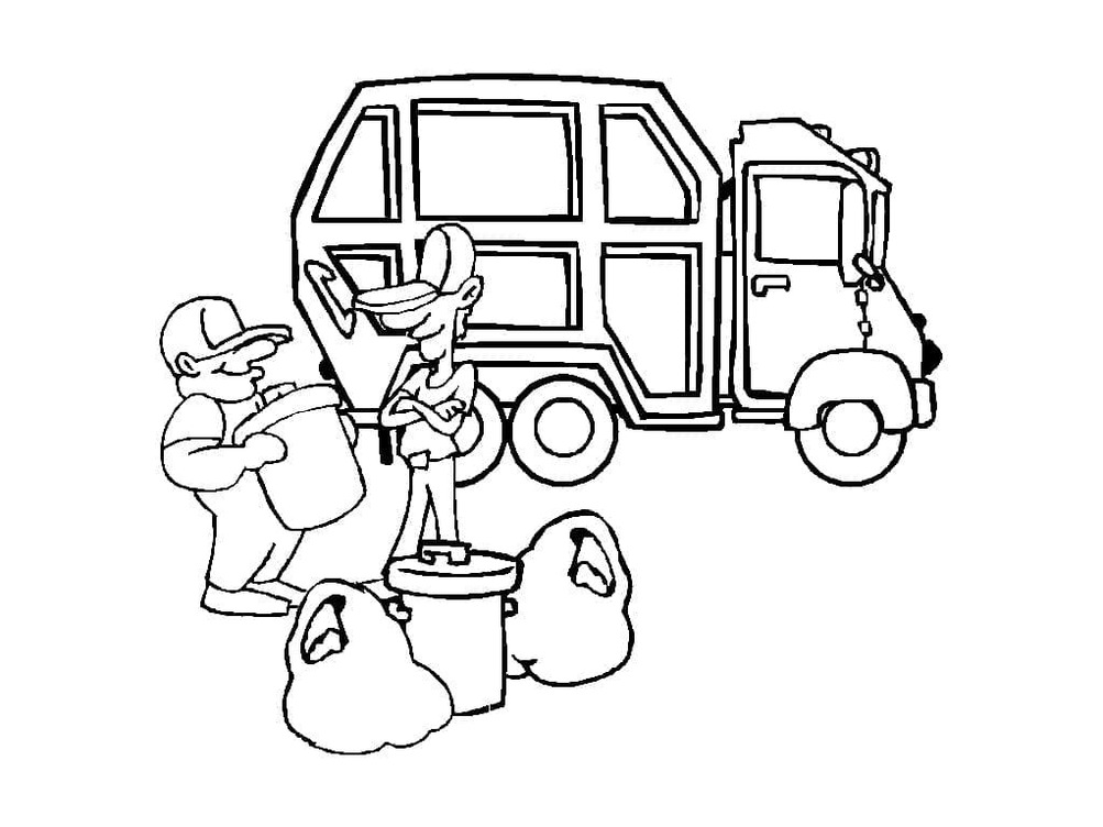 Desenhos de Caminhão de lixo muito básico para colorir