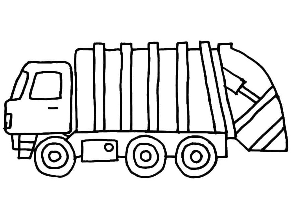 Desenhos de Caminhão de lixo muito fácil para colorir