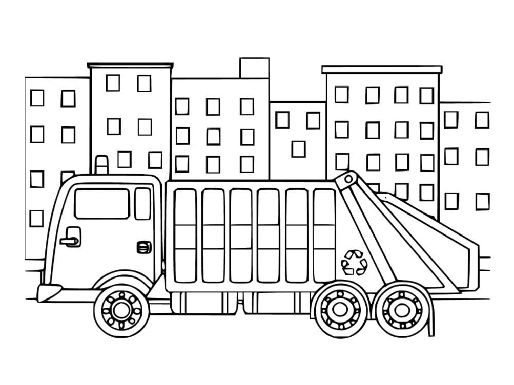 Desenhos de Caminhão de lixo na cidade para colorir