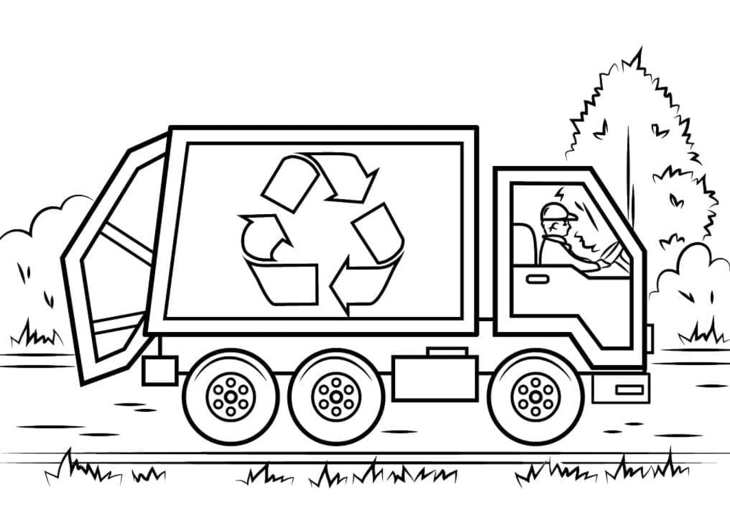 Desenhos de Caminhão de lixo normal para colorir