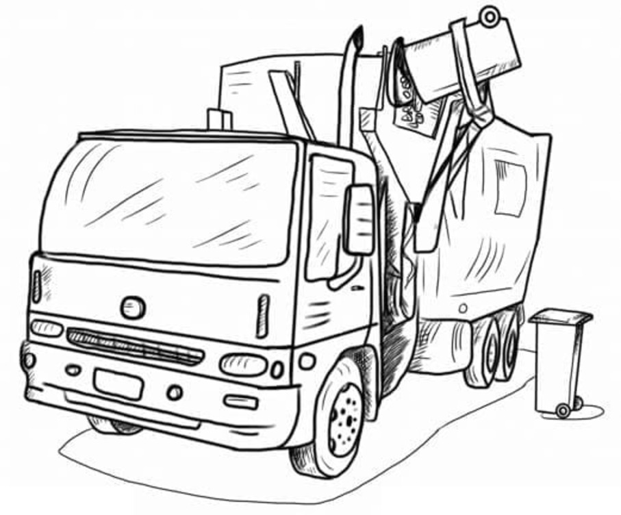 Desenhos de Caminhão de lixo para crianças para colorir