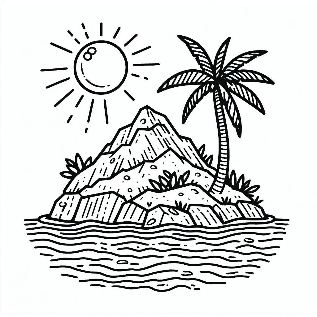 Desenhos de Desenhar Ilha fácil para crianças para colorir