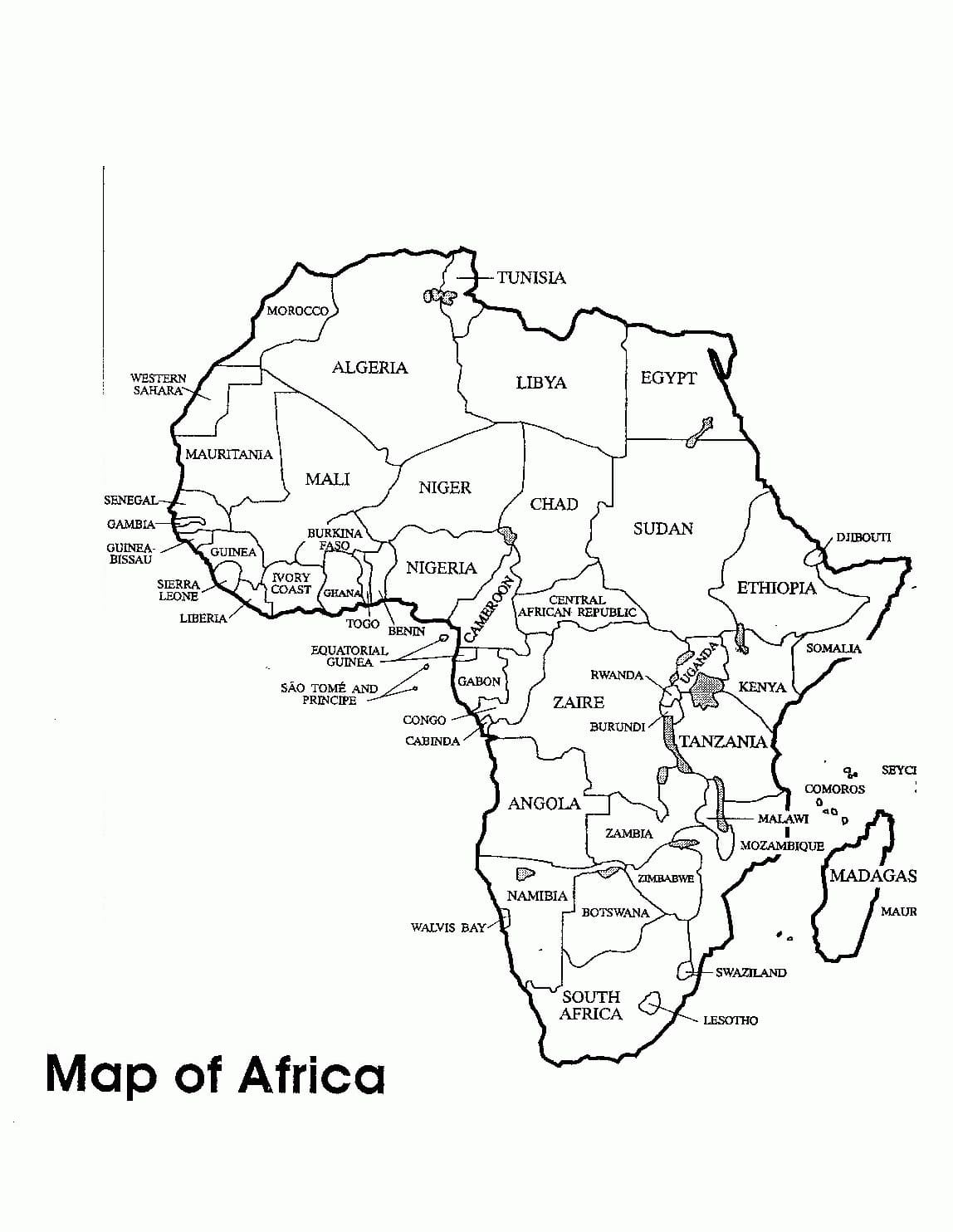 Desenhos de Desenhar imagem do mapa da África para colorir