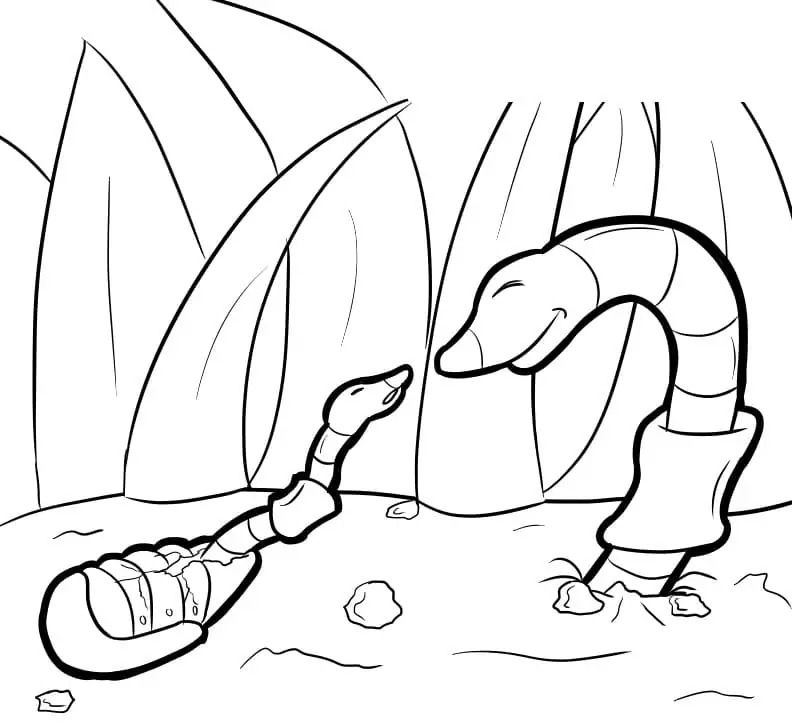 Desenhar minhoca fácil para colorir