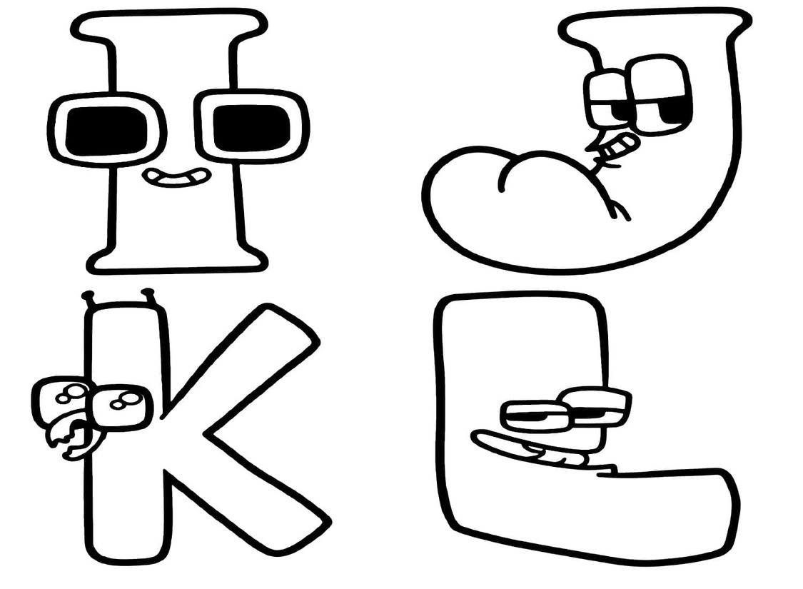 Desenhos de Desenhe Alphabet Lore I J K L para colorir