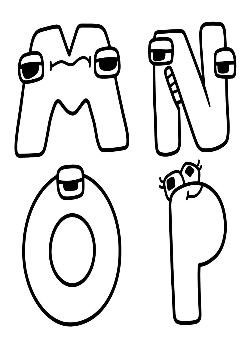 Desenhos de Desenhe Alphabet Lore M N O P para colorir