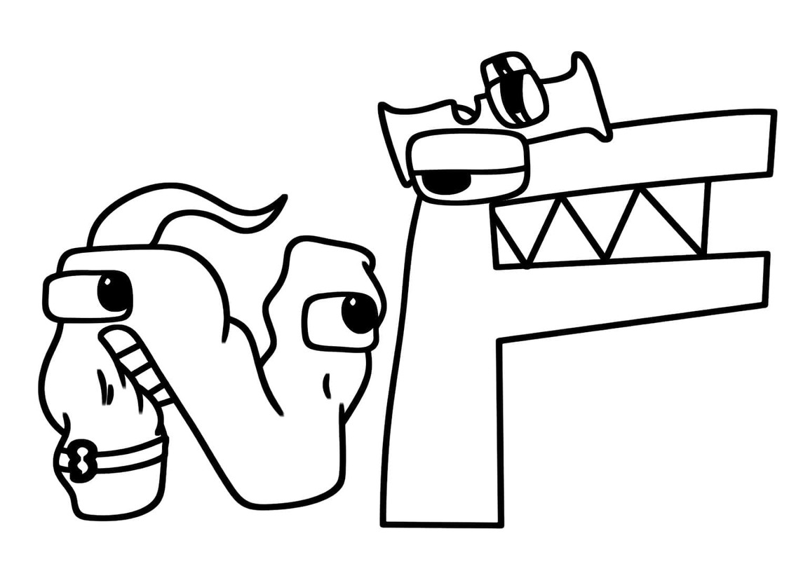 Desenhos de Desenhe Alphabet Lore N e F para colorir
