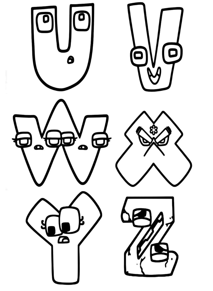 Desenhos de Desenhe Alphabet Lore U V W X Y Z para colorir