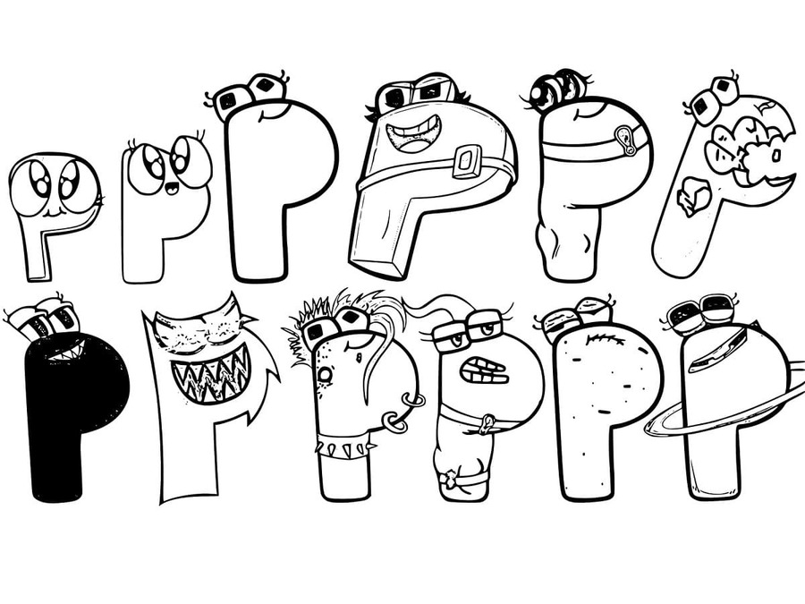 Desenhos de Desenhe Alphabet Lore carta P para colorir