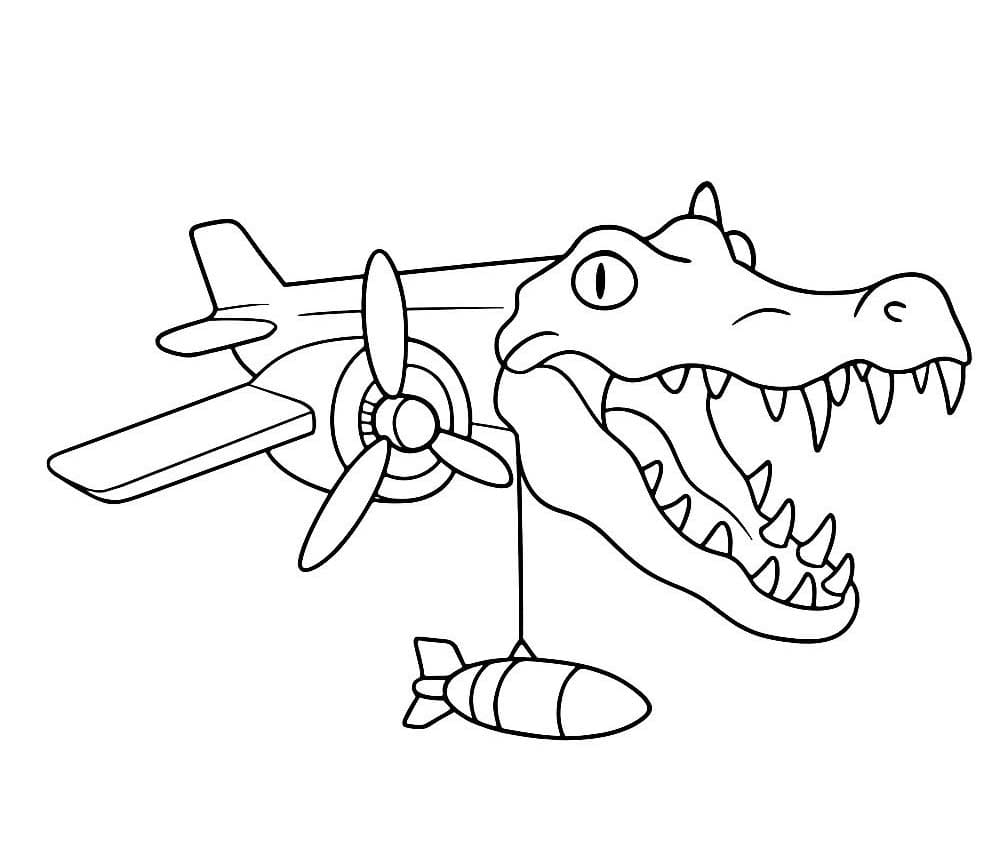 Desenhos de Desenhe Brainrot Bombardiro Crocodillo para colorir