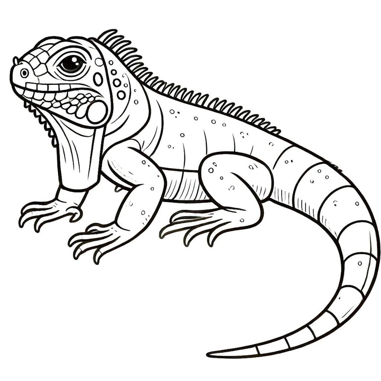 Desenhos de Desenhe Iguana básico para crianças para colorir