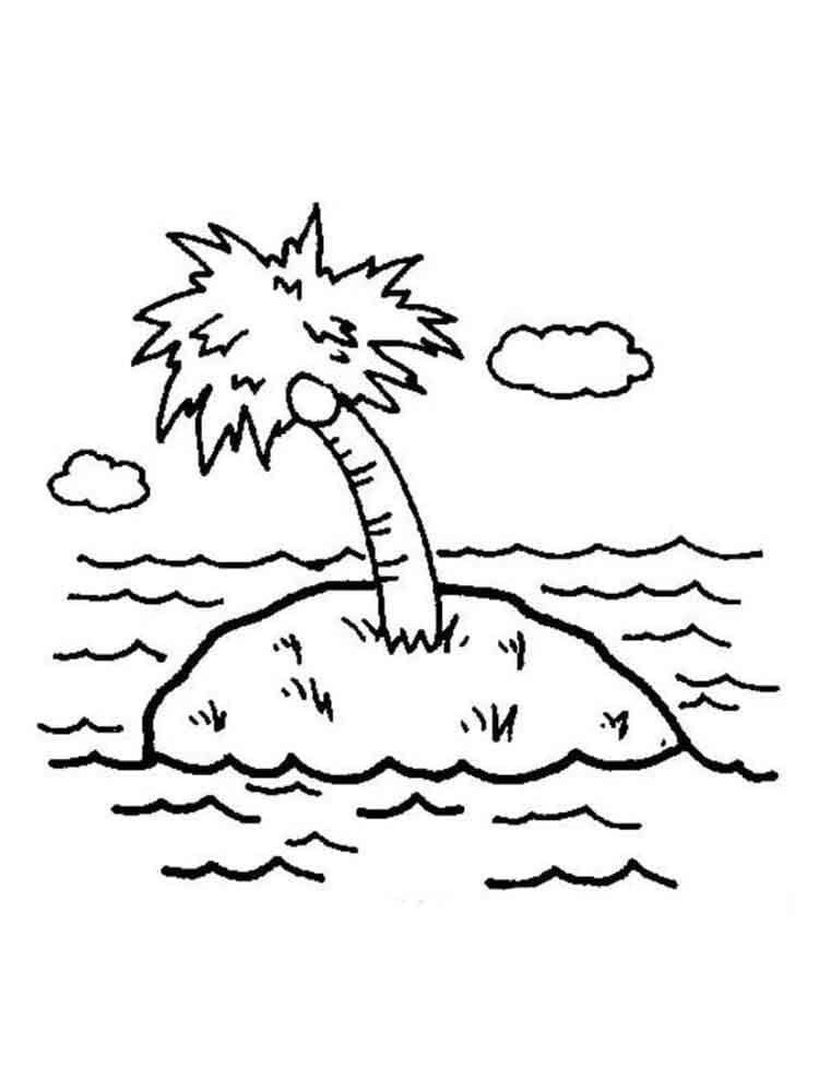Desenhos de Desenhe Ilha simples para crianças para colorir