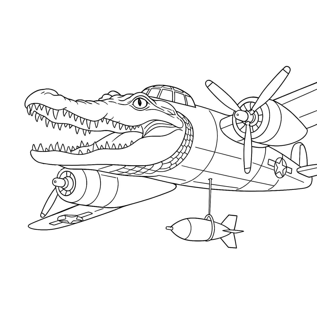Desenhos de Desenhe Italian Brainrot Bombardiro Crocodillo para colorir