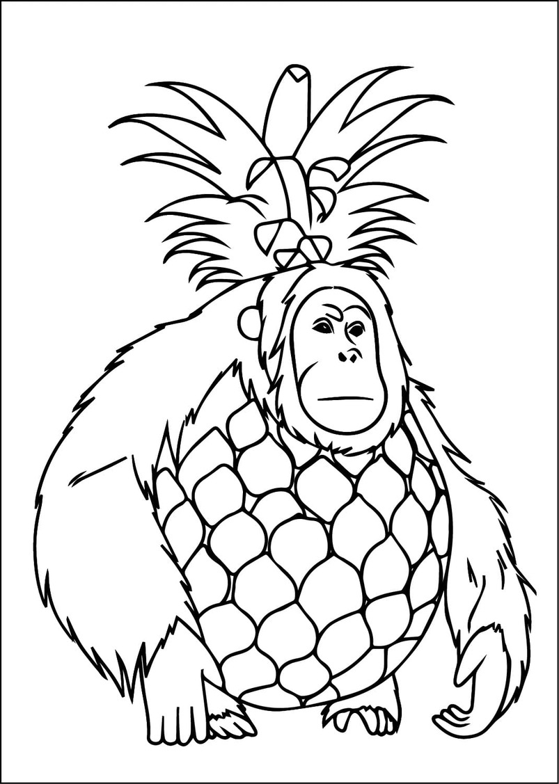 Desenhos de Desenhe Italian Brainrot Orangutini Ananasini para colorir